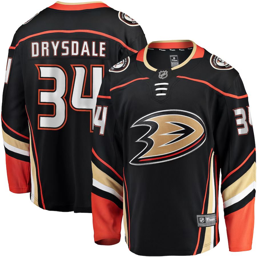 Men Anaheim Ducks 34 Jamie Drysdale Fanatics Branded Black Home Breakaway Player NHL Jersey